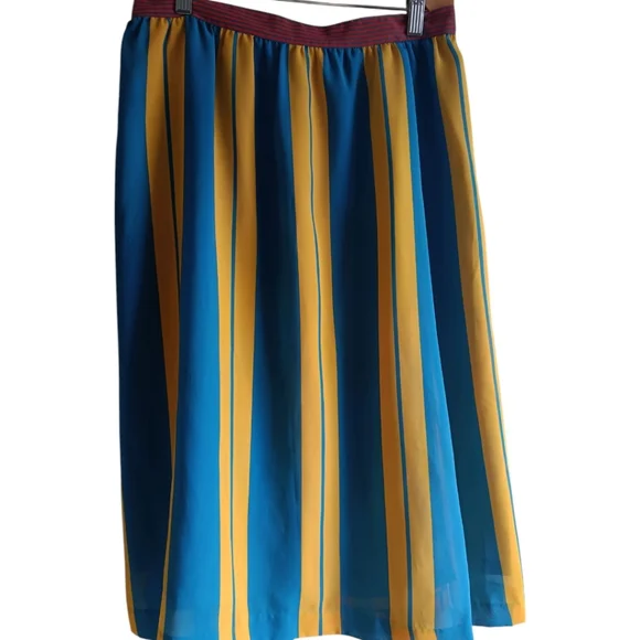 M💥Mario Valentino Vintage Asymmetrical Midi Skirt in Yellow&Blue - Picture 8 of 11